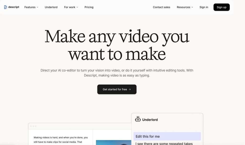 Descript audition tool
