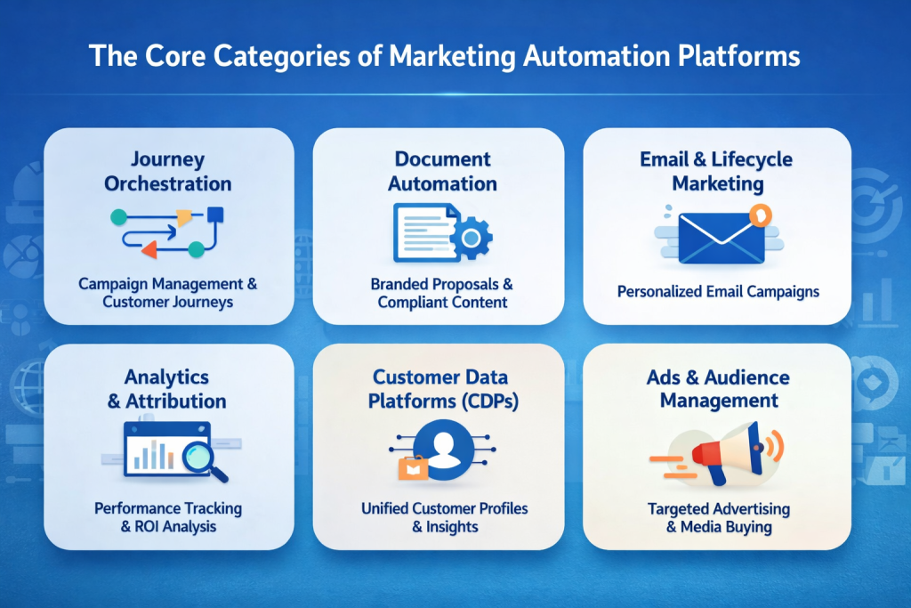 Core categories of marketing automation